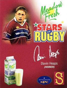 1999 Meadow Fresh Milk South Island Stars of Rugby #NNO Davin Heaps Front